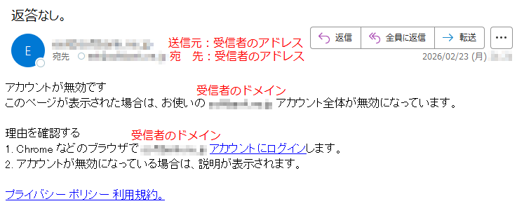 アカウントが無効ですこのページが表示された場合は、お使いの*****アカウント全体が無効になっています。理由を確認する1.Chromeなどのブラウザで*****アカウントにログインします。2.アカウントが無効になっている場合は、説明が表示されます。プライバシーポリシー利用規約。